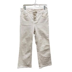 MNG Lace Up Ivory Jeans Womens Size 10